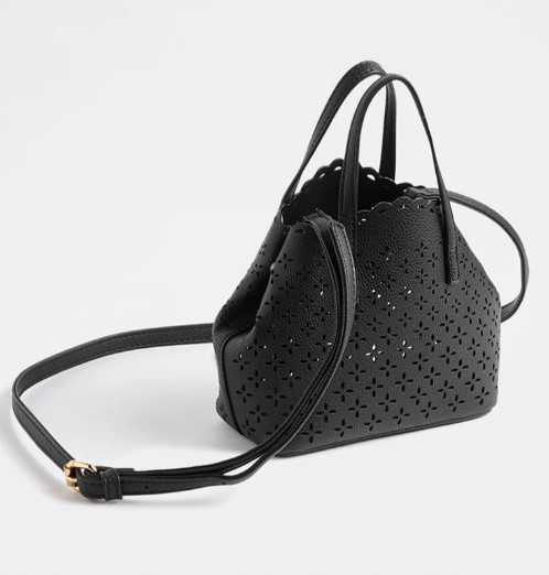 Westside Black Floral Laser-Cut Crossbody Sling Bag